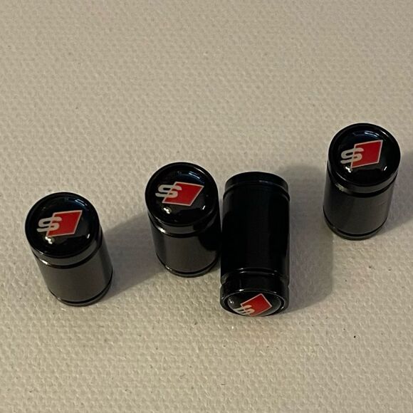 S Line Audi Valve Stem Caps in Black Set of 4 NWT - Picture 3 of 4